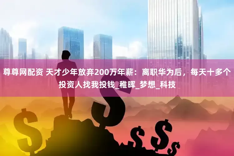 尊尊网配资 天才少年放弃200万年薪：离职华为后，每天十多个投资人找我投钱_稚晖_梦想_科技